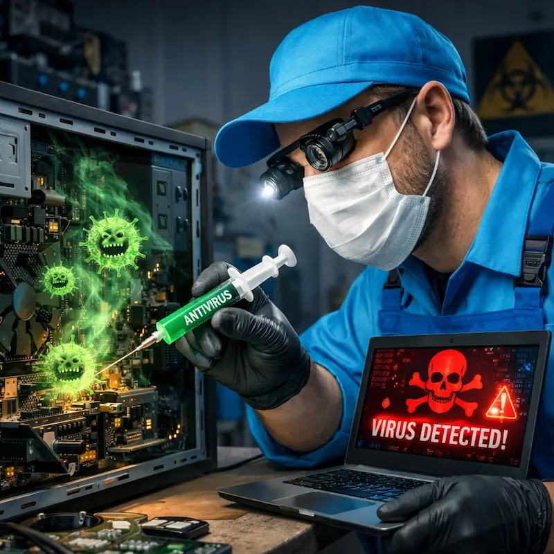 Лечение компьютера от вирусов в Чапаевске на дому